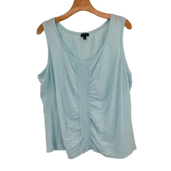 Talbots Light Blue Sleeveless Ruched Women's Tank Top size 3X  cotton - Picture 2 of 8